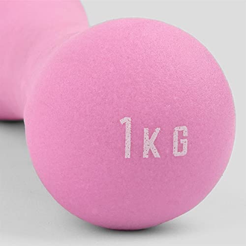 Phoenix Fitness Pesas de Neopreno con Mancuernas para Ejercicio en el hogar, Hombres, Mujeres, niños, Brazos, Pilates, Mancuernas vendidas como Individuales (Rosa) (Individual 1 kg Rosa)