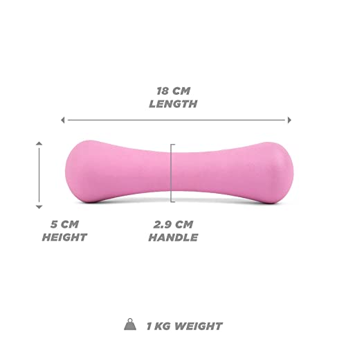 Phoenix Fitness Pesas de Neopreno con Mancuernas para Ejercicio en el hogar, Hombres, Mujeres, niños, Brazos, Pilates, Mancuernas vendidas como Individuales (Rosa) (Individual 1 kg Rosa)