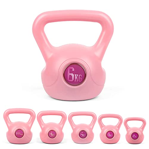 Phoenix Fitness - RY1422 - Fuerza Máxima Y Peso Kettlebell Ejercicio Vinilo para Entrenamiento Cardiovascular En Casa Ejercicio De Gimnasio 6 kg, Rosa