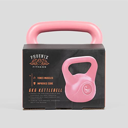 Phoenix Fitness - RY1422 - Fuerza Máxima Y Peso Kettlebell Ejercicio Vinilo para Entrenamiento Cardiovascular En Casa Ejercicio De Gimnasio 6 kg, Rosa