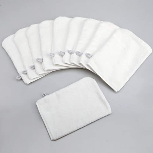 PHOGARY 10 Piezas Manoplas de Baño Guantes para Lavarse Tamaño, 15x21cm, Color Blanco