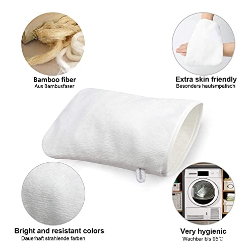 PHOGARY 10 Piezas Manoplas de Baño Guantes para Lavarse Tamaño, 15x21cm, Color Blanco