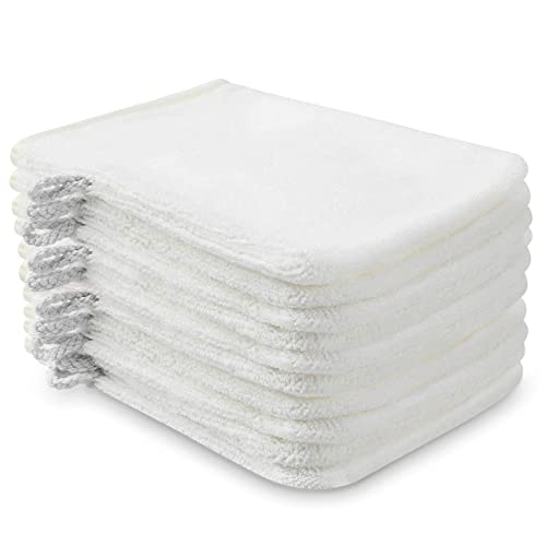 PHOGARY 10 Piezas Manoplas de Baño Guantes para Lavarse Tamaño, 15x21cm, Color Blanco