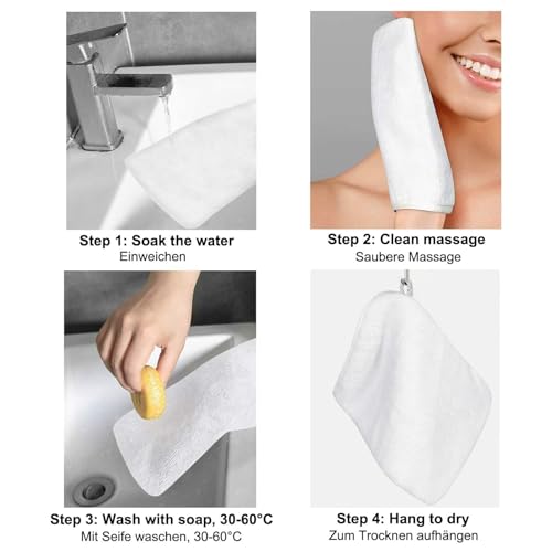 PHOGARY 10 Piezas Manoplas de Baño Guantes para Lavarse Tamaño, 15x21cm, Color Blanco