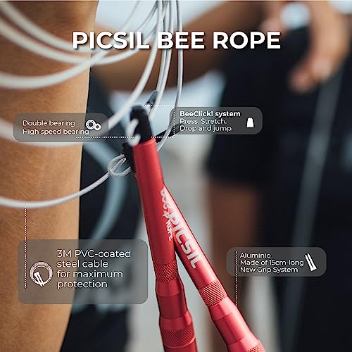 PICSIL Bee Comba de Alta Velocidad, Cuerda Auto Ajustable, Sistema de Doble Rodamiento, Hecha de Aluminio, Solo 200g, Cross Training, Boxeo, Fitness, Adaptable Para Hombres y Mujeres (Verde)