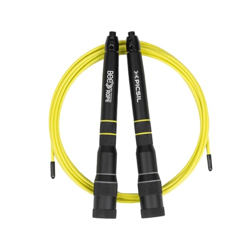 PICSIL Bee Comba de Alta Velocidad, Cuerda Auto Ajustable, Sistema de Doble Rodamiento, Hecha de Aluminio, Solo 200g, Cross Training, Boxeo, Fitness, Adaptable Para Hombres y Mujeres (Negro)