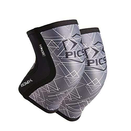 PICSIL Par Rodilleras Deportivas Cross Training de Neopreno, Protección del Menisco y los Ligamentos, Transpirable y Antideslizante para Correr, Entrenar, Baloncesto, Unisex, Grosor 5mm, Grey, S