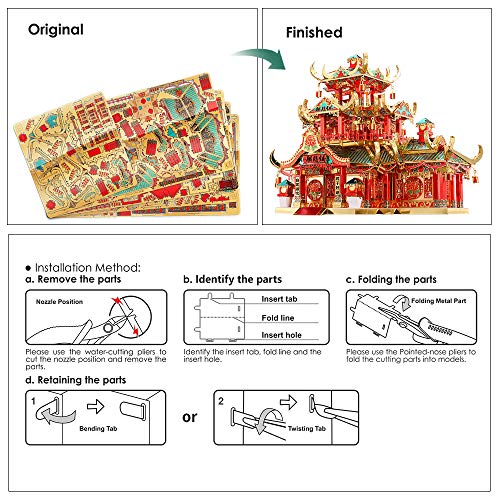 Piececool Puzzle 3D Maqueta Metal, Cultura Arquitectónica Puzzles 3D Maquetas para Montar, Maquetas para Construir Adultos y Adolescentes, Tienda de Belleza