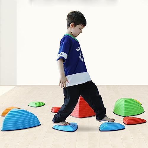 Piedras de equilibrio para niños, 6 piedras de río, piedras de equilibrio, juego de equilibrio, ejercicio, fuerza de coordinación y movimiento para interiores y exteriores, escuelas, guarderías