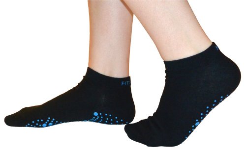 Pilates, Yoga, Artes Marciales, Fitness, Danza. Antideslizante/Antideslizante, Falls Prevención Calcetines Grip, Medias (Negro/Azul) Grip Socks