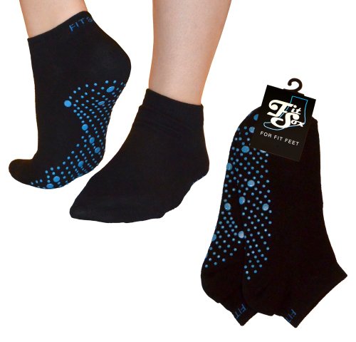 Pilates, Yoga, Artes Marciales, Fitness, Danza. Antideslizante/Antideslizante, Falls Prevención Calcetines Grip, Medias (Negro/Azul) Grip Socks