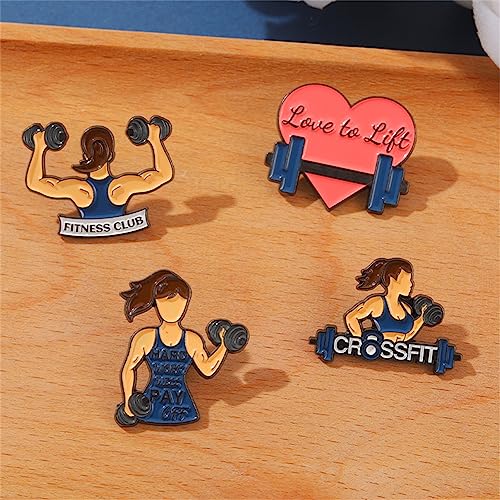 Pin de esmalte para fitness, equipo de mancuernas, broches deportivos para mujeres y niñas, insignia de gimnasio, broche de fitness creativo, bolsa de ropa, alfiler de solapa, accesorios de joyería,