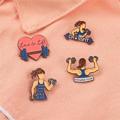 Pin de esmalte para fitness, equipo de mancuernas, broches deportivos para mujeres y niñas, insignia de gimnasio, broche de fitness creativo, bolsa de ropa, alfiler de solapa, accesorios de joyería,