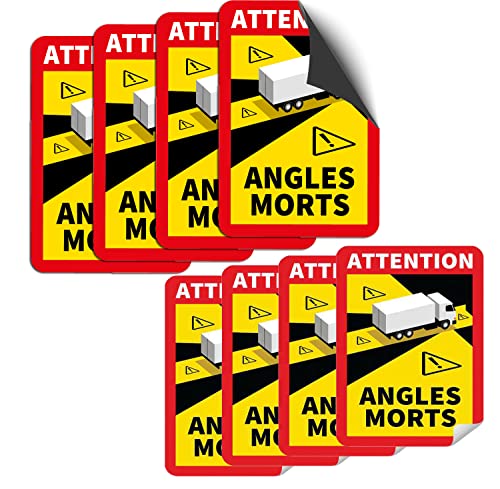 PIRABADI Lote de 10 placas adhesivas y magnéticas, ángulo muerto, peso pesado, 5 pegatinas + 5 magnéticas, OBLIGATORIA en Francia, anti UV y resistente al agua. Marca 100% francesa