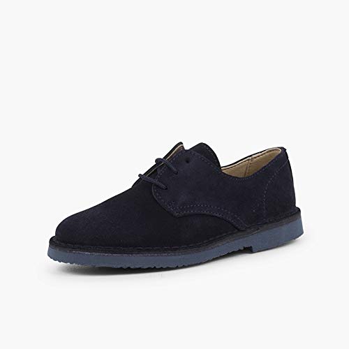 Pisamonas Blucher Serraje Liso Zapato de Vestir niño Talla 32 en Color Azul Marino