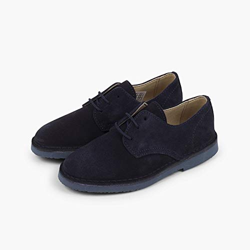 Pisamonas Blucher Serraje Liso Zapato de Vestir niño Talla 32 en Color Azul Marino