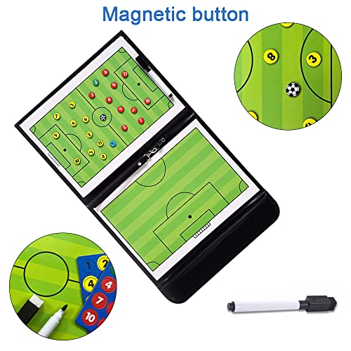 Pizarra Tactica Futbol, Carpeta Táctica de Entrenamiento Entrenador Magnéticas Coachboard de Entrenamiento de Fútbol con Imanes Lapiceros y Borrador para Entrenadores Futbol Tablero