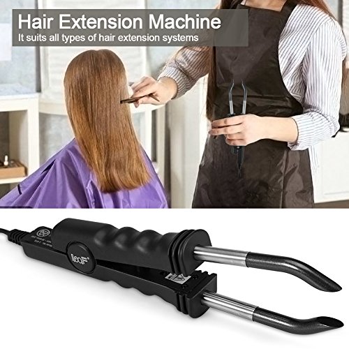 Plancha para Extensiones de Cabello, Maquina Extensiones Queratina, Herramienta Profesional de Fusión de Hierro para Salón, Conector para Extensiones de Cabello, Alicates para Extensiones de(negro)