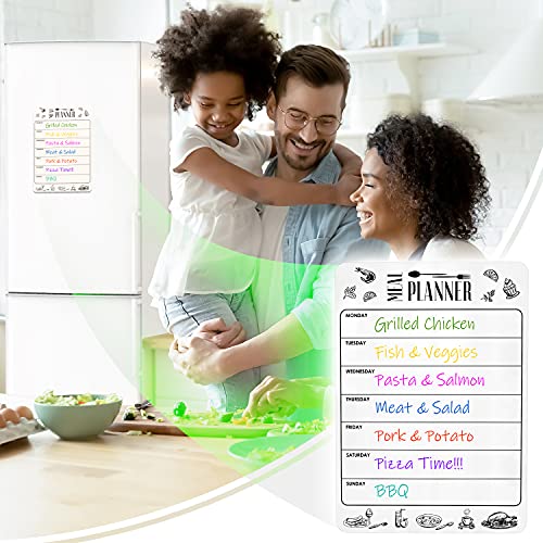 Planificador de Menu Blanca para Nevera - Planificador de Comidas Magnetico para Frigorifico - Magnetic Board Meal Planner for Fridge - Pizarra Blanca Magnetica para Refrigerador de Cocina