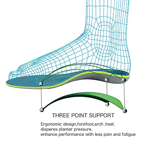 Plantilla de soporte del arco para la fascitis plantar, alivio del dolor del talón plano, absorción de impactos, plantilla cómoda antifatiga, verde (EU43-44(28cm), Verde)