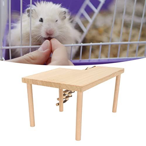 Plataforma de Jaula de hámster con Patas, Plataforma de Actividad de Juego de hámster de Madera Natural con Escalera para hámster Gerbil Chinchilla