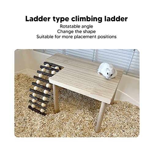 Plataforma de Jaula de hámster con Patas, Plataforma de Actividad de Juego de hámster de Madera Natural con Escalera para hámster Gerbil Chinchilla