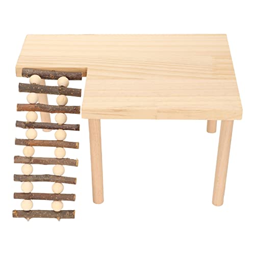 Plataforma de Jaula de hámster con Patas, Plataforma de Actividad de Juego de hámster de Madera Natural con Escalera para hámster Gerbil Chinchilla