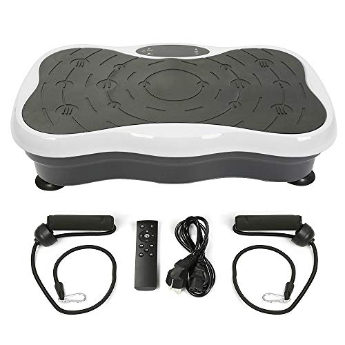 Plataforma giratoria oscilante para fitness, placa vibratoria 3D con 2 bandas de resistencia, plataforma oscilante, 5 modos de programación, LCD (negro + rojo)