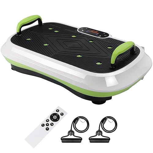 Plataforma Vibración Muscular con Mango, Silencioso, con Altavoz Bluetooth, 2 Bandas Elásticas, 120 Niveles+5 Programas de Entrenamiento, Écran Tactile LCD et télécommande, Plataforma Fitness