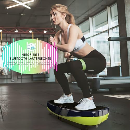 Plataforma Vibratoria 3D | Motor silencioso con 120 Niveles + 5 programas de Entrenamiento | Extra Grande Delgado y Antideslizante | Altavoz Bluetooth | Entrenamiento de Cuerpo Completo, Perder Grasa