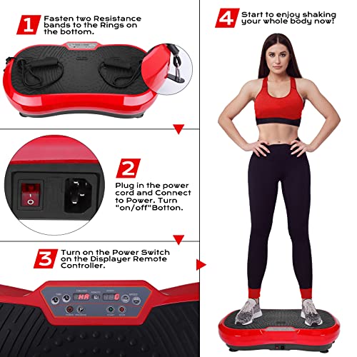 Plataforma Vibratoria Ultra Slim,120 Niveles + 3 programas de Entrenamiento,con Mando a Distancia,Antideslizante,Entrenamiento Corporal Completo,Incl. Cintas de entrenamient