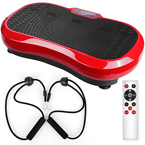 Plataforma Vibratoria Ultra Slim,120 Niveles + 3 programas de Entrenamiento,con Mando a Distancia,Antideslizante,Entrenamiento Corporal Completo,Incl. Cintas de entrenamient