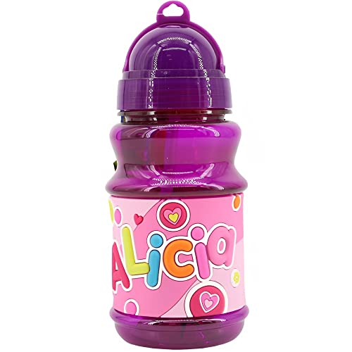 PLUS HOME Botella Agua con nombre Alicia para niños, 100% a prueba de fugas, sin BPA, 350 ml, para guardería, colegio, viajes y deporte Regalo de Niños 5-10 años para Colegio Cumpleaños(350ML)