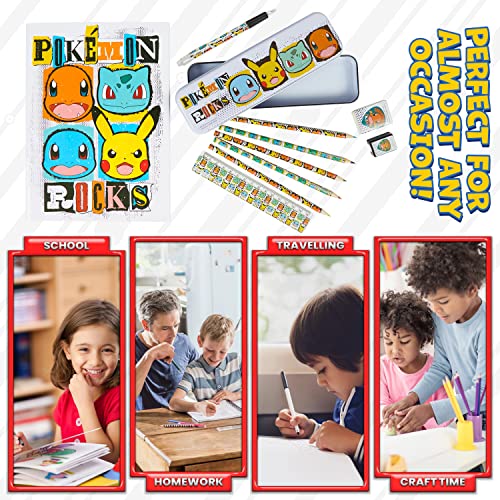 Pokemon Libretas Niños, Diario Secreto Niña Niño con Candado, Set Cuaderno, Set Papelería para Niños, Kit Utiles Escolares (Juego de papelería)