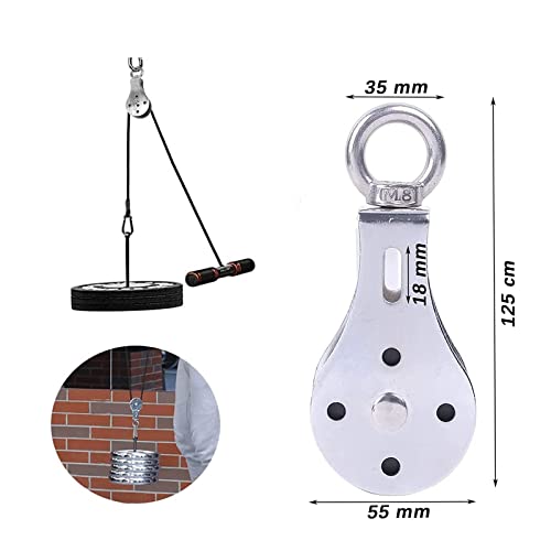 Polea Bloque Inoxidable 304, Polea de Elevación de Acero Inoxidable, Poleas Acero, Adecuado para Equipos de Gimnasia, Picnic al Aire Libre, Construcción, Capacidad de Carga de 300 KG