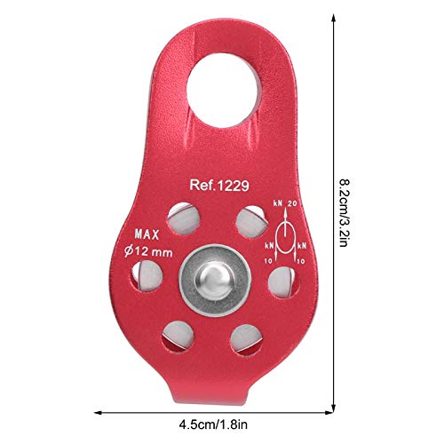 Polea Lateral Fija, 20 kN Polea de Escalada pequeña Herramienta para Exteriores Una Sola Rueda Eslabón Giratorio Cuerda de elevación Bloque de polea para Escalada/Aventura/montañismo al(Red)