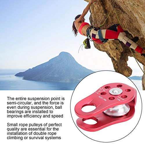 Polea Lateral Fija, 20 kN Polea de Escalada pequeña Herramienta para Exteriores Una Sola Rueda Eslabón Giratorio Cuerda de elevación Bloque de polea para Escalada/Aventura/montañismo al(Red)