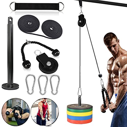 Polea para Gimnasio Profesional DIY Máquina Kit Cables de Poleas Equipo Fitness de Fuerza Muscular para Entrenamiento de Curl y Extensiones (Cuerda Tríceps)