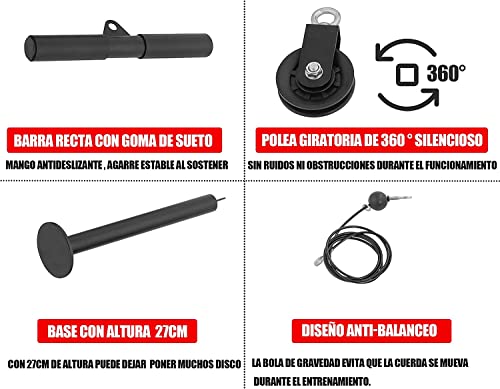 Poleas Gimnasio para Casa- Accesorios Poleas Gimnasio- Accesorio de Entrenamiento para Antebrazos- Entrenamiento de Fuerza del Brazo (Polea Negro)