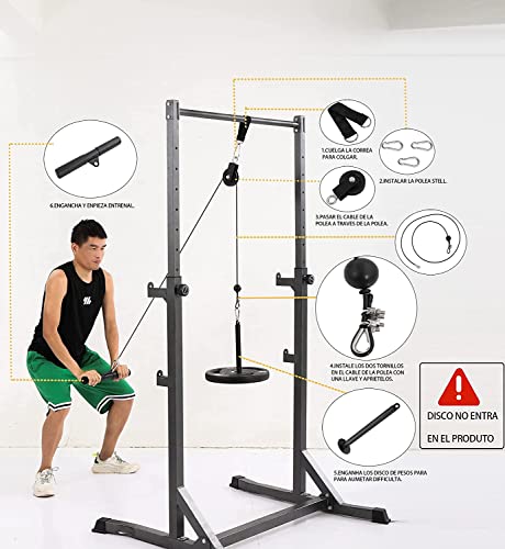 Poleas Gimnasio para Casa- Accesorios Poleas Gimnasio- Accesorio de Entrenamiento para Antebrazos- Entrenamiento de Fuerza del Brazo (Polea Negro)