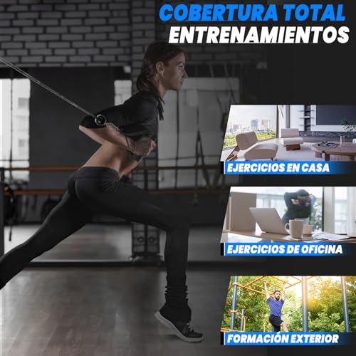 Poleas Gimnasio para Casa, DIY Polea Gimnasio Fitness Máquina Musculacion Gym Cable Kit Sistema en Casa, Tríceps Biceps Ejercicio Workout Accesorios (Barra Recta + Cuerda Tríceps + Agarres Dobles)