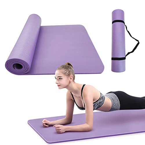 POPYS Esterilla Yoga 10MM Grosor Antideslizante con Correa de Transporte(183x61x1 CM) | Esterilla Yoga y Pilates ligera | Material TPE ecológico (Esterilla Negra) (Esterilla Morada)