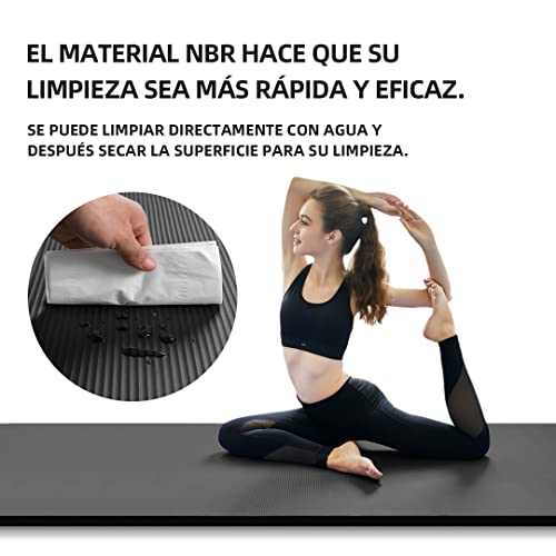 POPYS Esterilla Yoga 10MM Grosor Antideslizantecon Corre a de Transporte(183x61x1 CM) | Esterilla Yoga y Pilates ligera | Material TPE ecológico (Esterilla Negra) (Esterilla Negra)