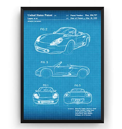 Porsche Boxster 1995 Patent Print - Sports Car Poster Garage Man Cave Póster Con Diseños Patentes Decoración de Hogar Inventos Carteles - Marco No Incluido