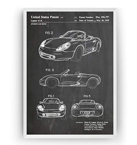 Porsche Boxster 1995 Patent Print - Sports Car Poster Garage Man Cave Póster Con Diseños Patentes Decoración de Hogar Inventos Carteles - Marco No Incluido