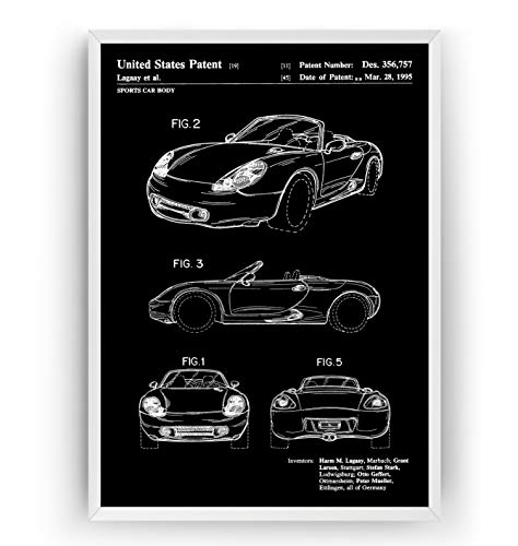 Porsche Boxster 1995 Patent Print - Sports Car Poster Garage Man Cave Póster Con Diseños Patentes Decoración de Hogar Inventos Carteles - Marco No Incluido