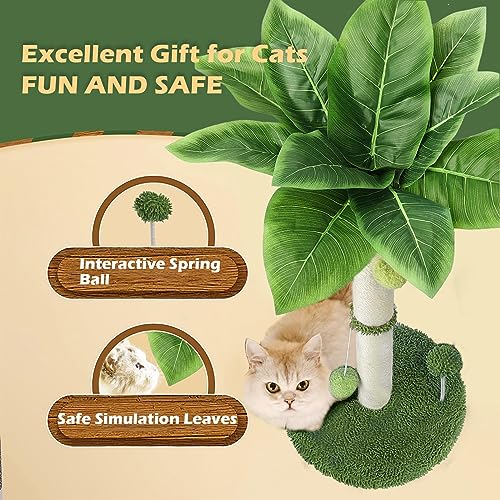 Poste rascador para Gatos de sisal Rascador para Gatos con 4 Bolas Colgantes interactivas y 1 Bola de Resorte Arbol para Gatos con Cuerda De Sisal y Base Premium para entretener a Tus Gatos (65CM)