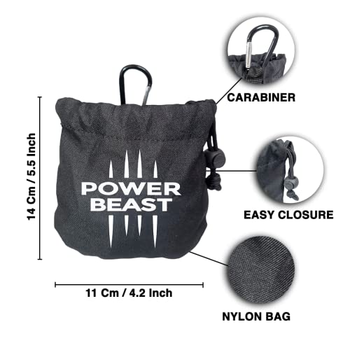 POWER BEAST Bola Tiza de Magnesio Rellenable 60 gr + Bolsa, Chalk Ball, Bolas Magnesio, Reutilizable, Cross Training, Escalada, Halterofilia, Poledance, Baile en Barra, Padel, Tenis, Calistenia.