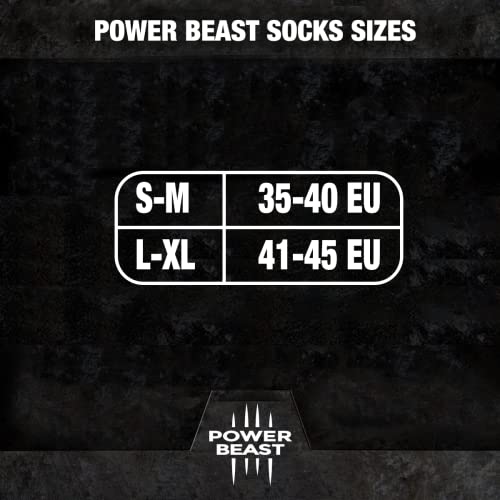 POWER BEAST Calcetines Deportivos Kettlebell, Calcetines Divertidos, Deporte, Transpirables, Termoregulador, para Running, Cross Training, Gym, Halterofilia, Unisex, Hombre y Mujer. (S/M, NEGRO)