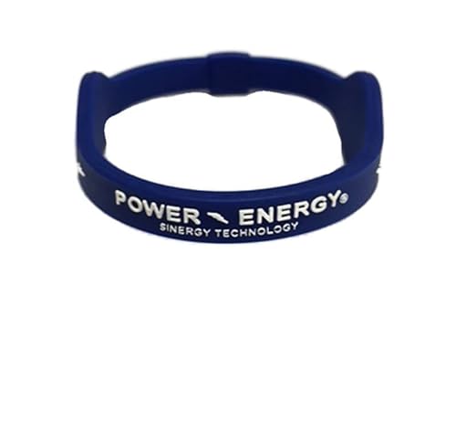 Power Energy Bandas de equilibrio, pulsera deportiva de silicona, pulsera de holograma, infundida con minerales naturales e iones negativos (azul oscuro, pequeño 175 mm)